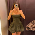 Robe Mini Sans Manches avec Bretelles Fines Femme