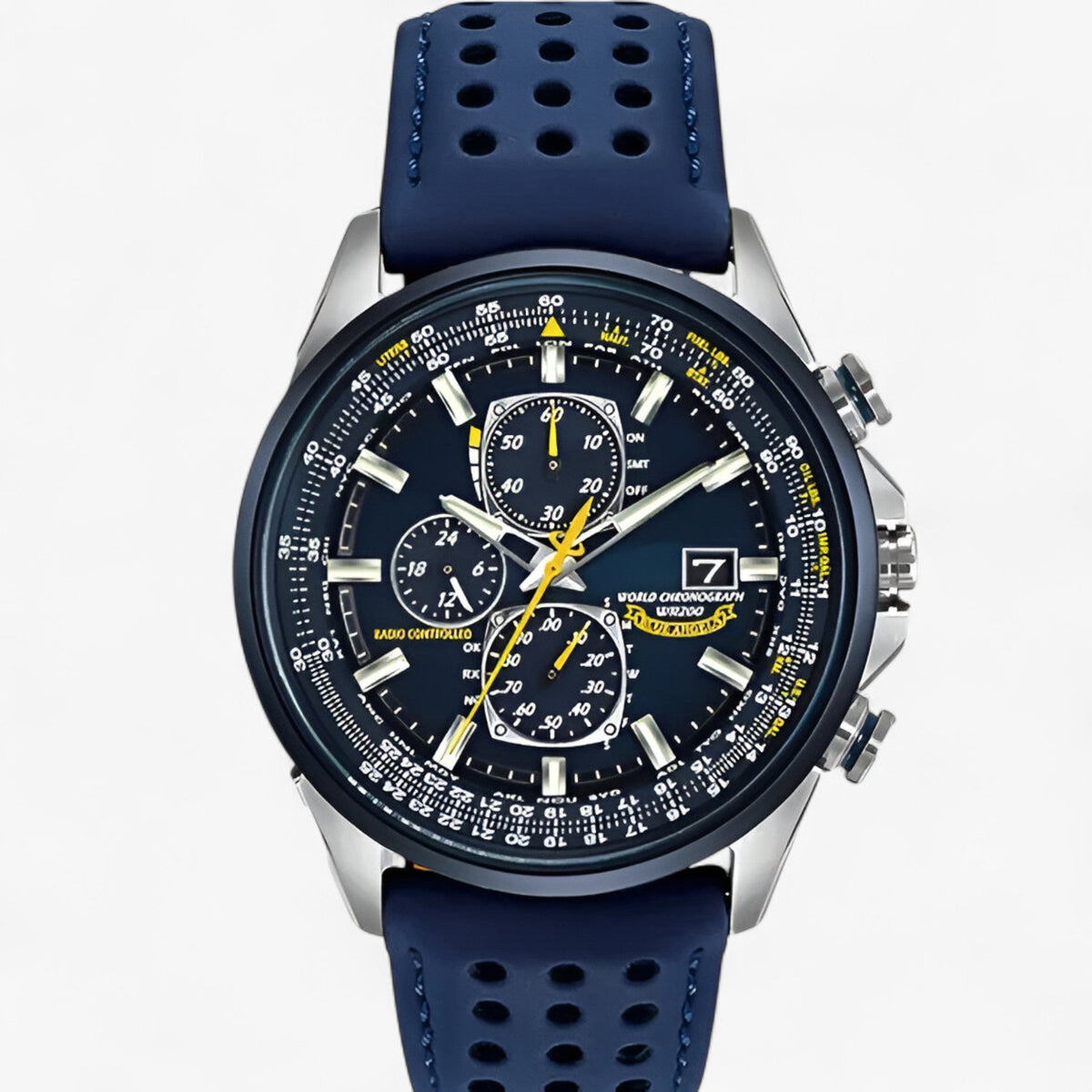 Montre Chronographe Homme MultiSteel 42mm – Acier Argenté, Cadran Bleu