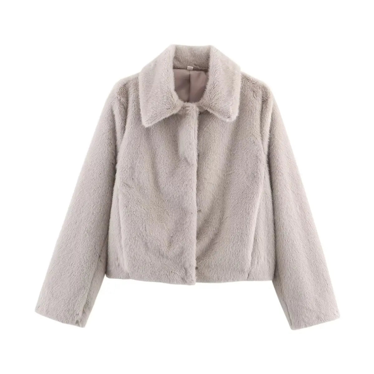 Veste Longue Femme avec Col Revers et Détail Boutons