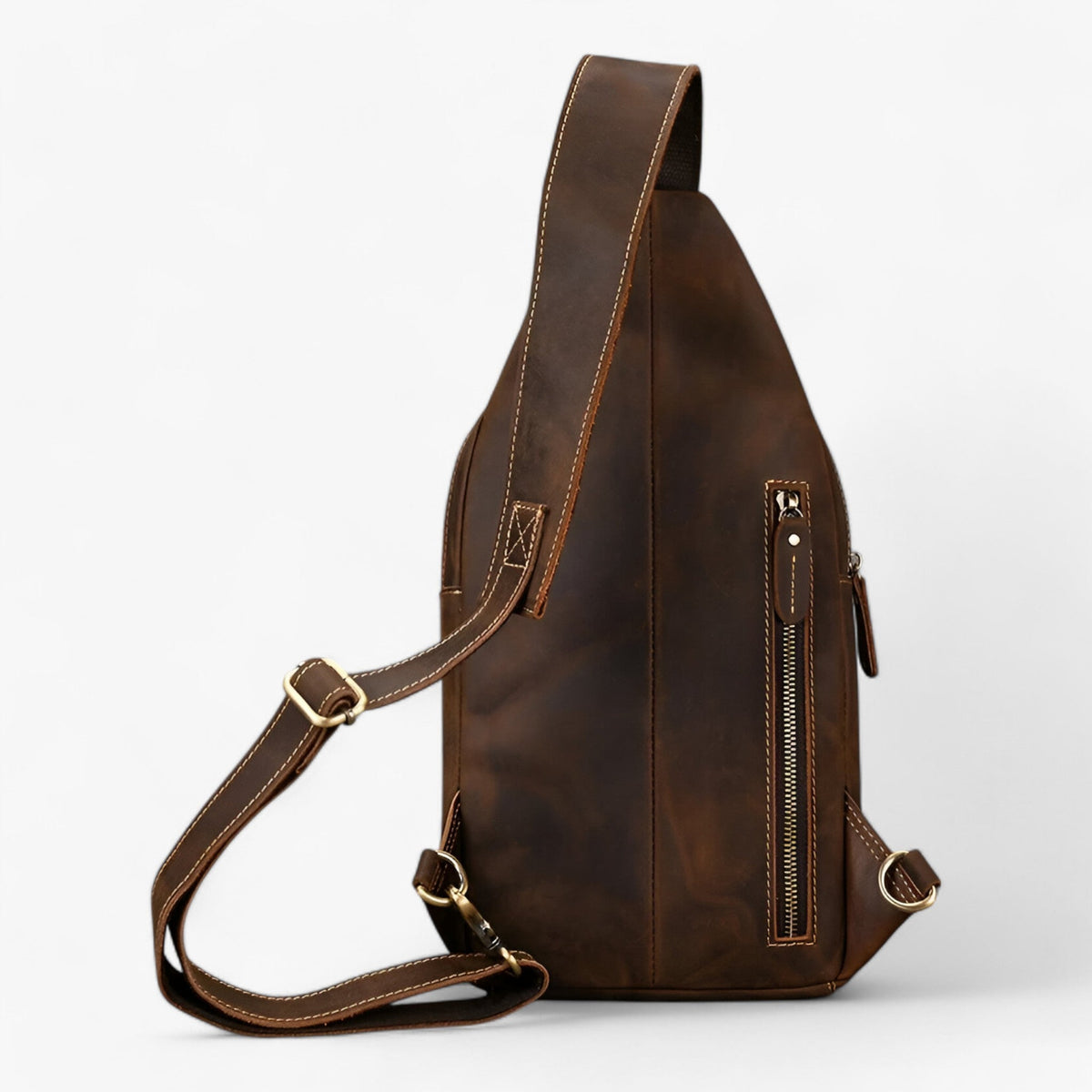 Sac Satchel Homme Porte-Tablette en Cuir Véritable