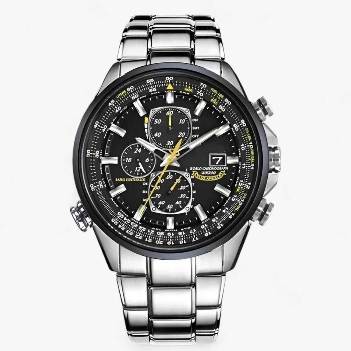 Montre Chronographe Homme MultiSteel 42mm – Acier Argenté, Cadran Bleu