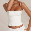 Vintage Bustier Crop Top mit dünnen Trägern für Damen