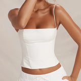 Bustieră crop top vintage cu bretele subțiri pentru femei