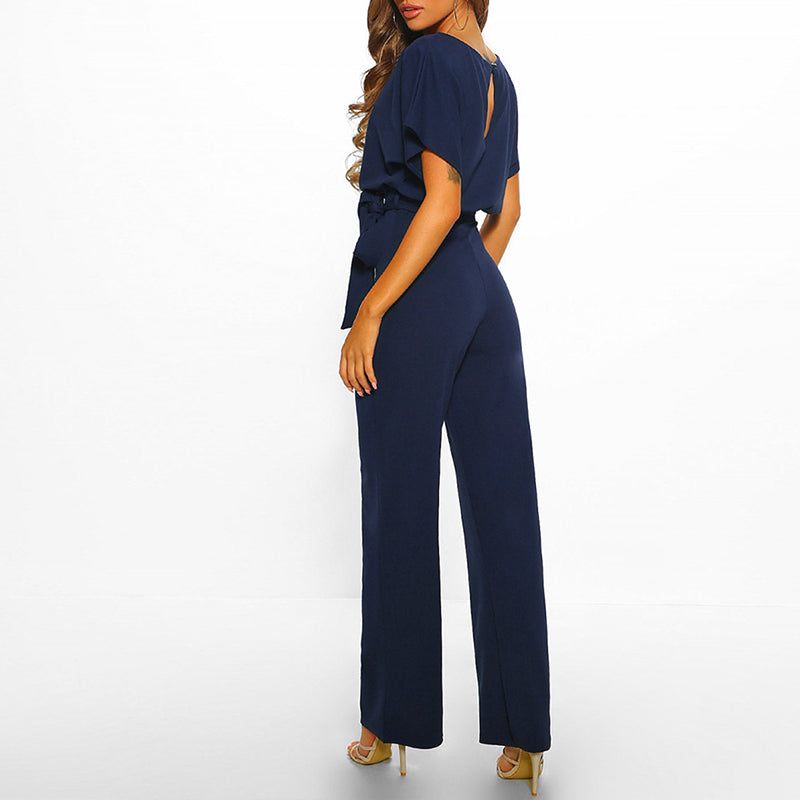Combinaison Élégante Ceinturée pour Femme - Jambe Large