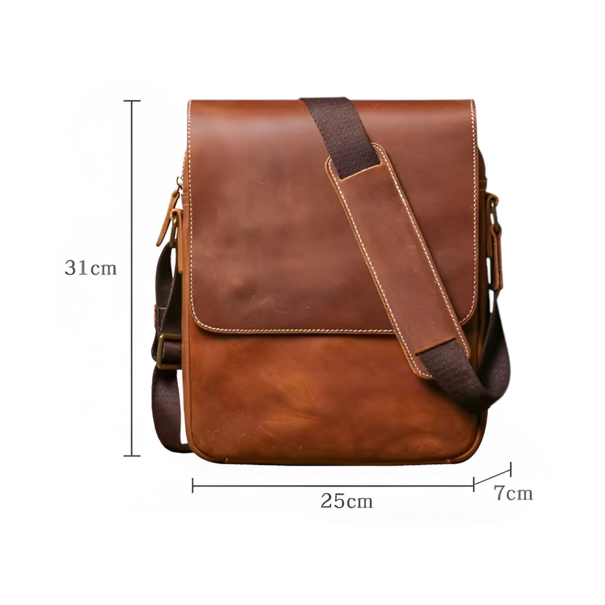Sac Bandoulière Vintage Compact en Cuir Crazy Horse