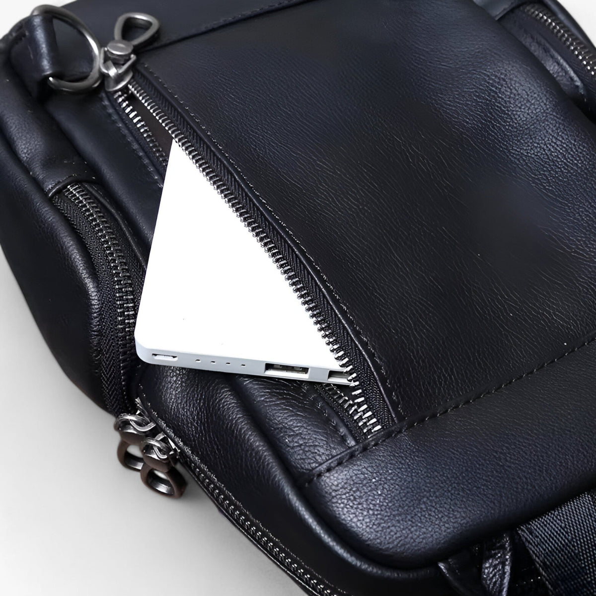 Sac Poitrine 2-en-1 Homme en Cuir et Sac à Dos