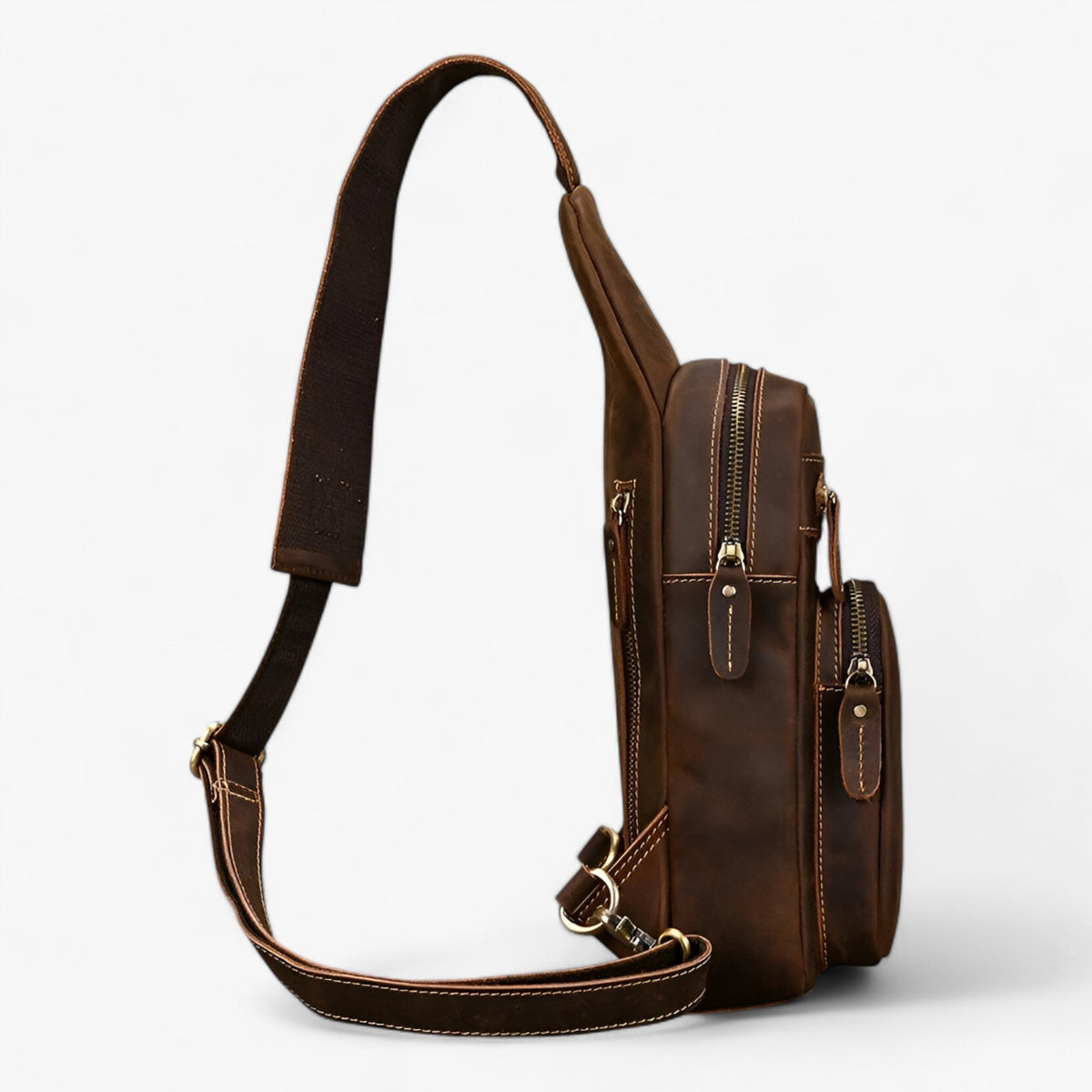 Sac Satchel Homme Porte-Tablette en Cuir Véritable