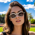 Runde Vintage Sonnenbrille mit Leopardenmuster Damen, Schutz