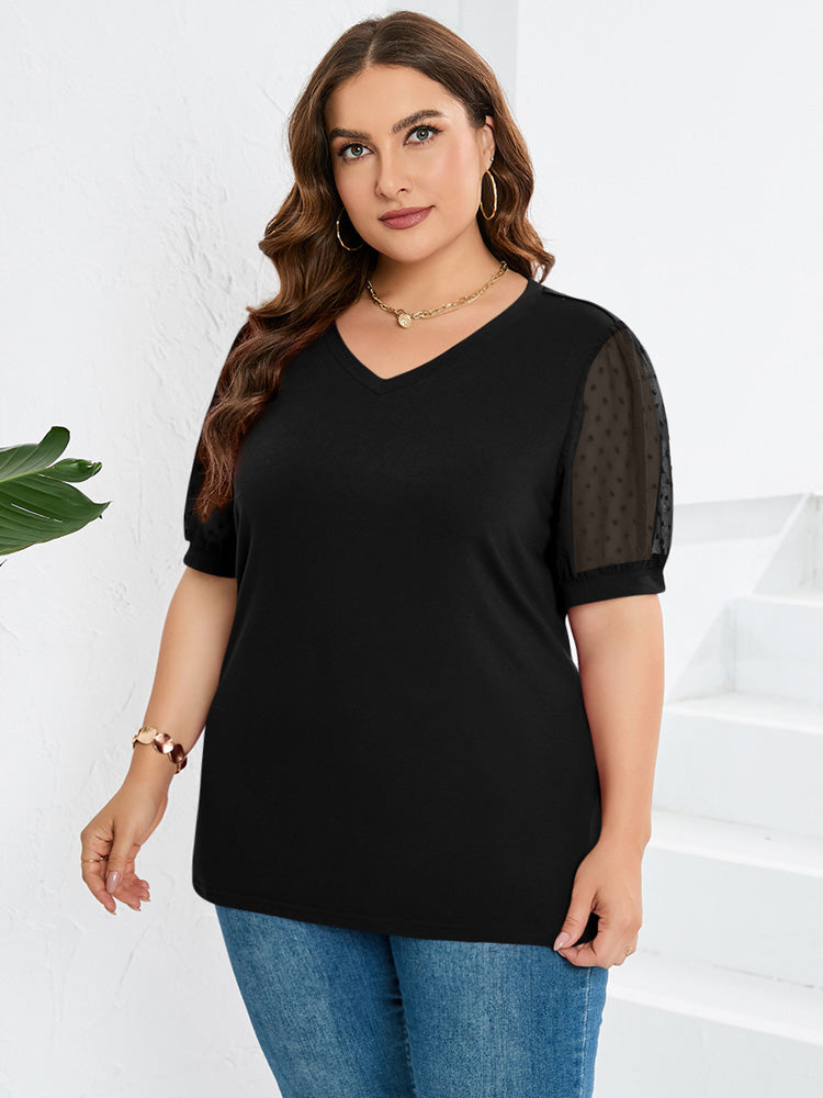 top blouses : Janne – T-shirt élégant à manches bouffantes et col en V in van Seroa