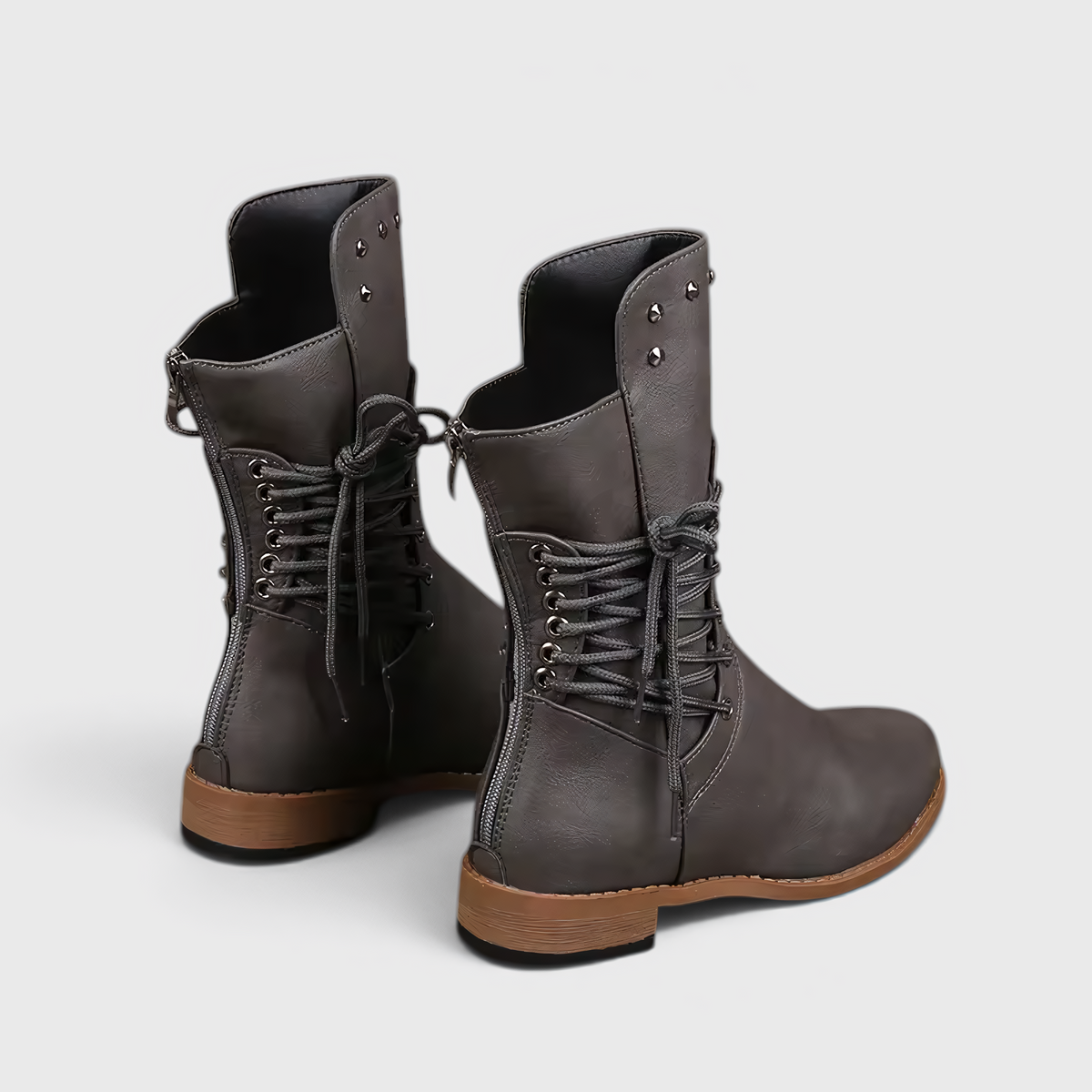 Bottes à Lacets pour Femme avec Talon Carré et Détails Western