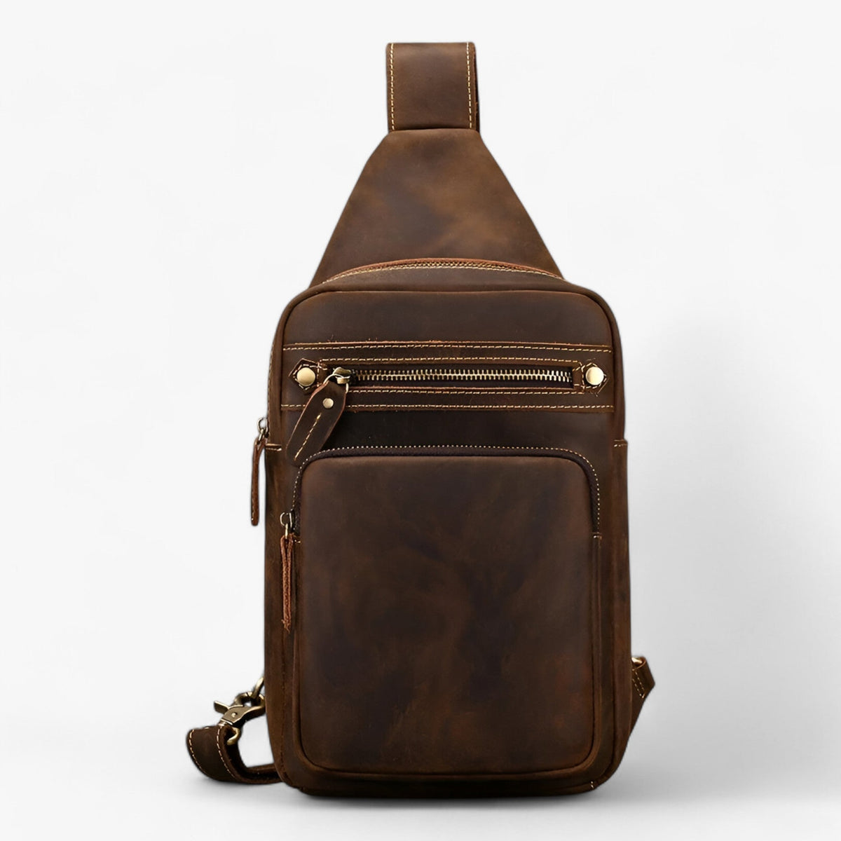Sac Satchel Homme Porte-Tablette en Cuir Véritable