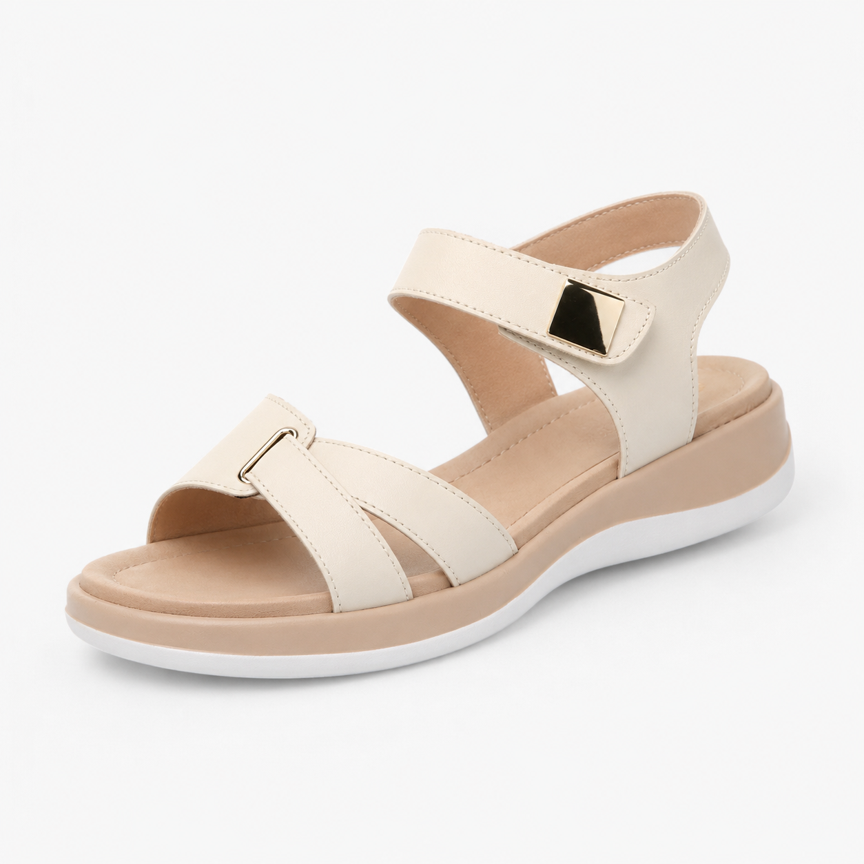 Bequeme orthopädische Damensandalen aus Leder mit Fußgewölbestütze