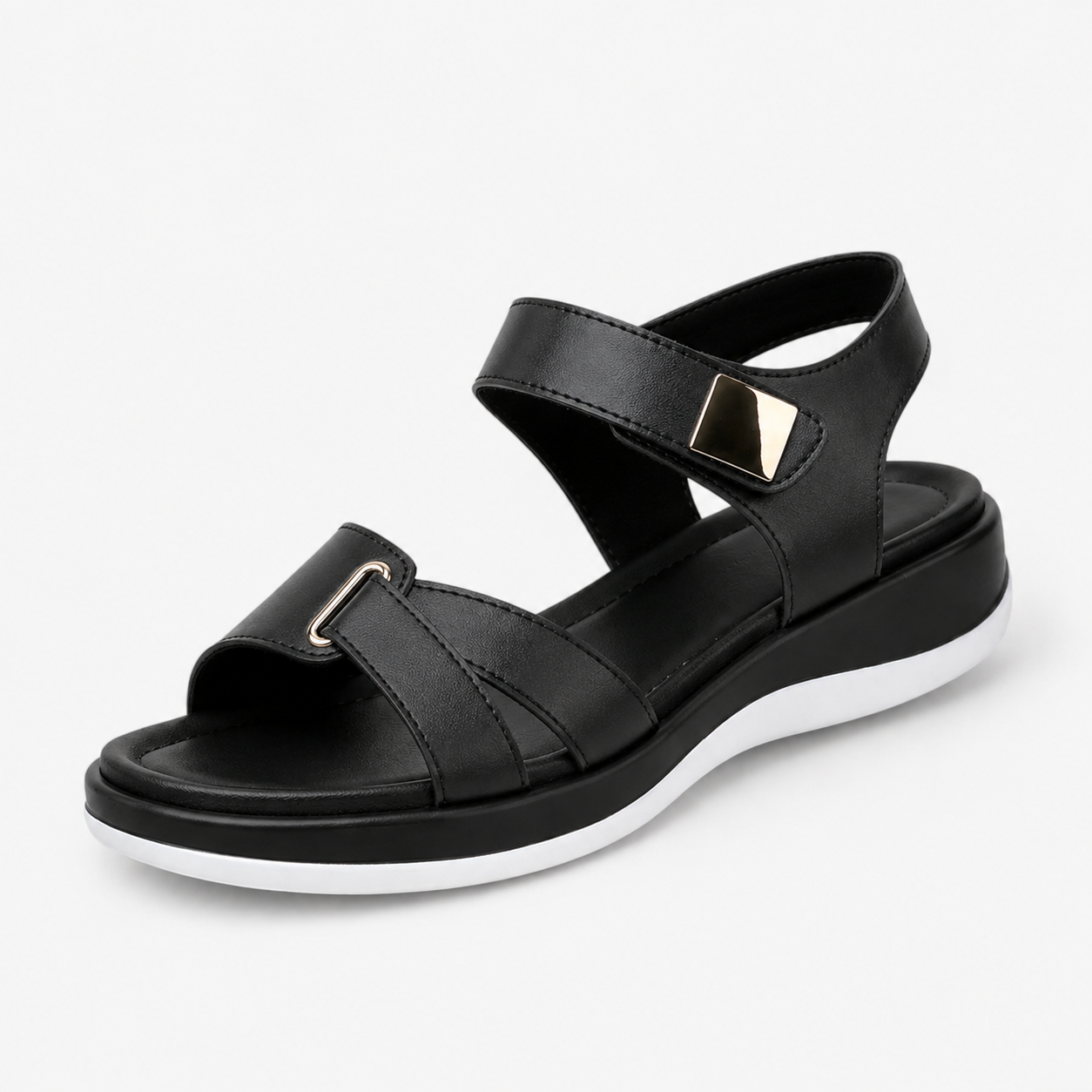 Bequeme orthopädische Damensandalen aus Leder mit Fußgewölbestütze