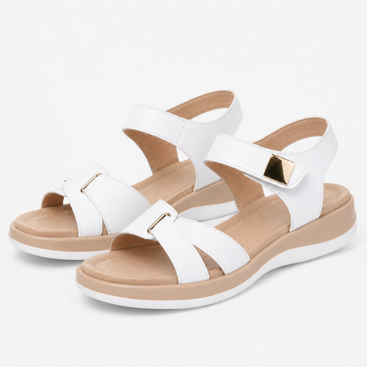 Sandales Orthopédiques Femme Confortables en Cuir avec Support Voûte Plantaire