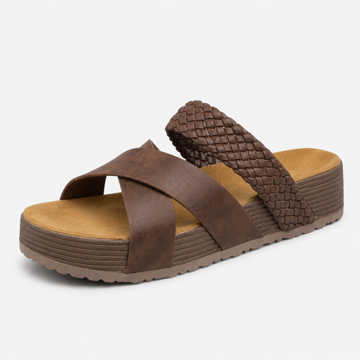 Bequeme Plateausandalen mit geflochtenen Riemen