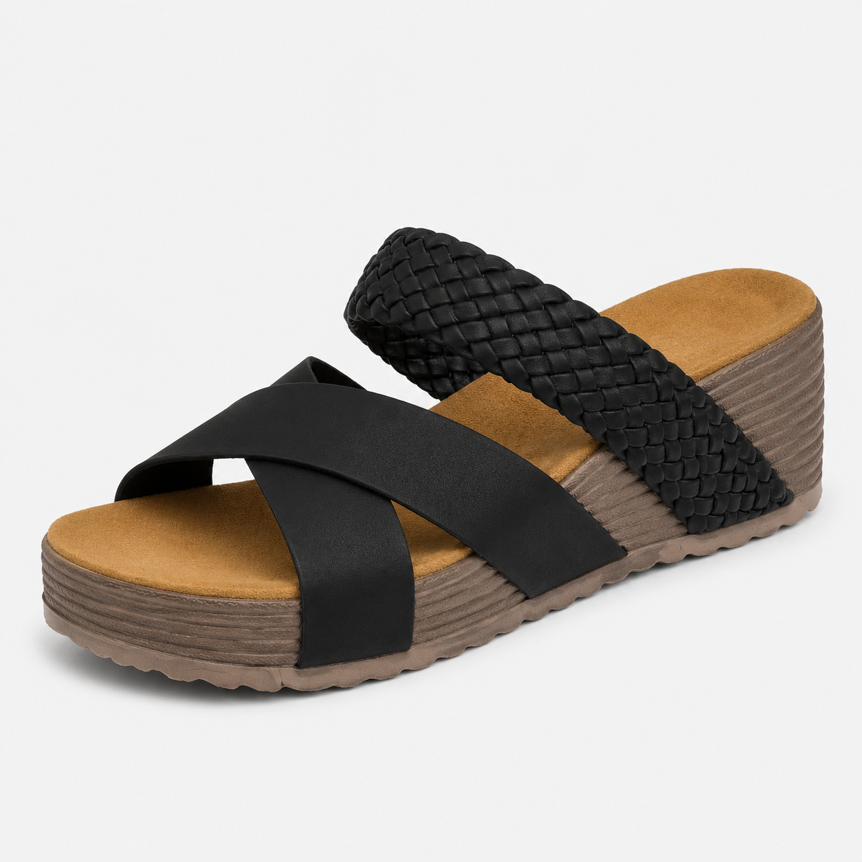 Bequeme Plateausandalen mit geflochtenen Riemen