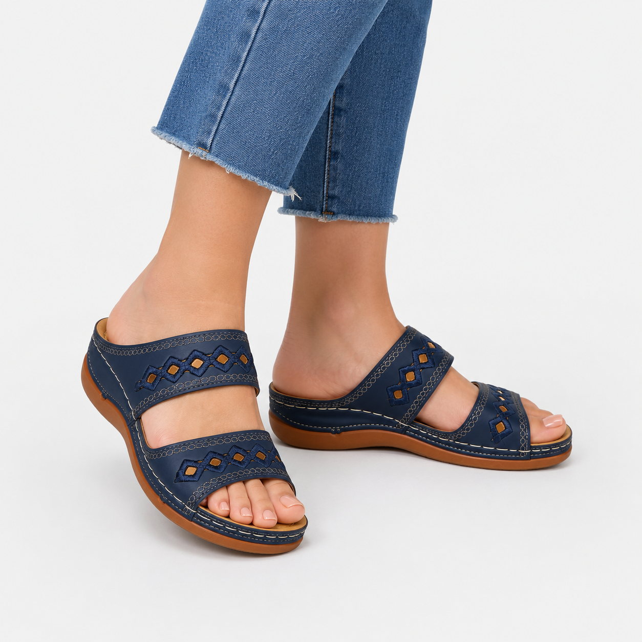 Sandales confort à enfiler avec soutien de voûte plantaire doux Femme