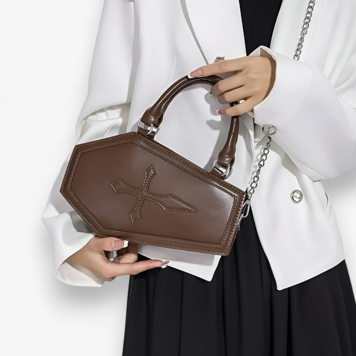 Sac à Main Gothique en Forme de Cercueil pour Halloween