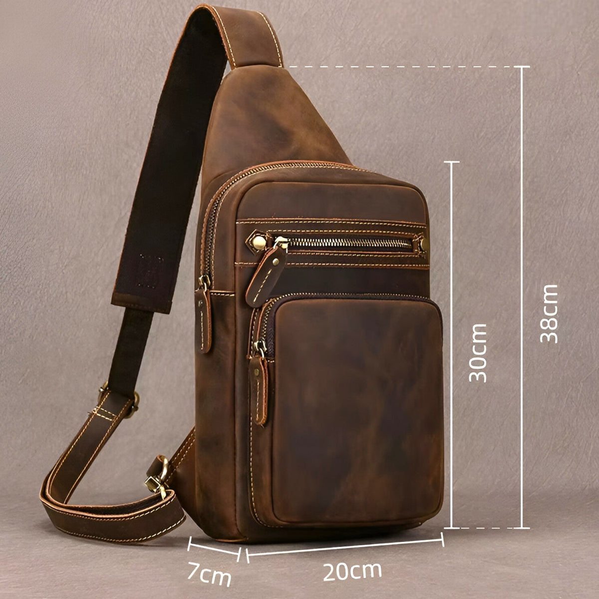 Sac Satchel Homme Porte-Tablette en Cuir Véritable