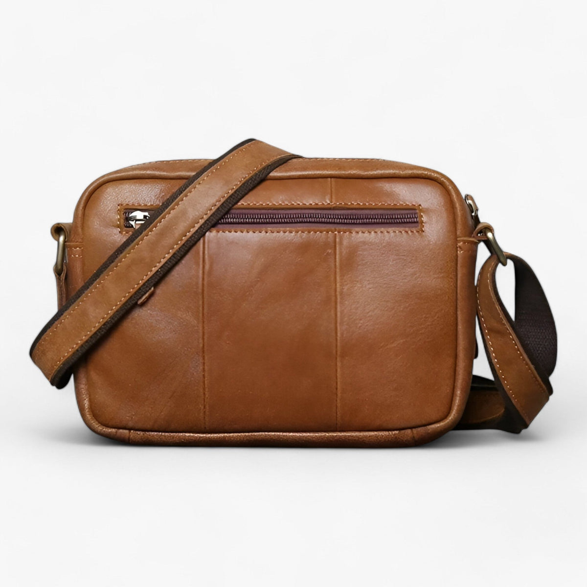 Sac Bandoulière Homme Premium en Cuir Mat Marron