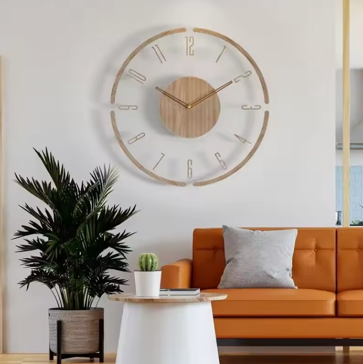 Horloge Murale Silencieuse Design - Acrylique et Bois