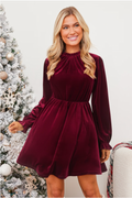 Robe en Velours à Manches Longues Femme dresses