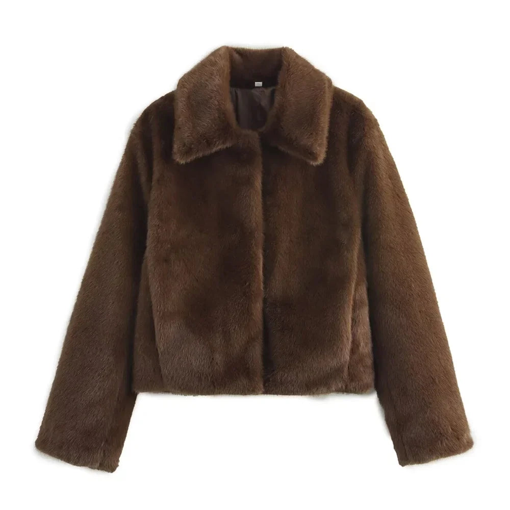 Veste Longue Femme avec Col Revers et Détail Boutons