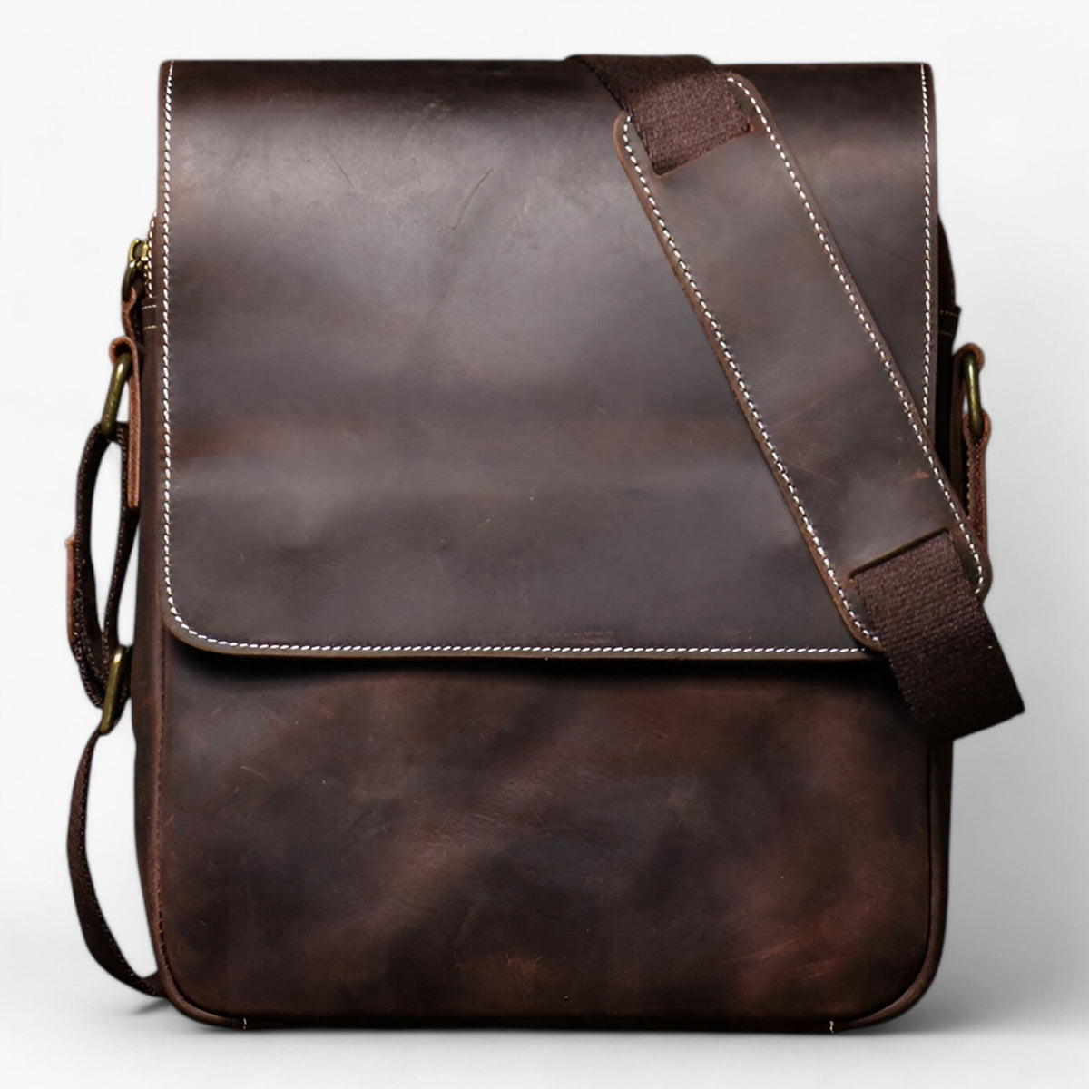 Sac Bandoulière Vintage Compact en Cuir Crazy Horse