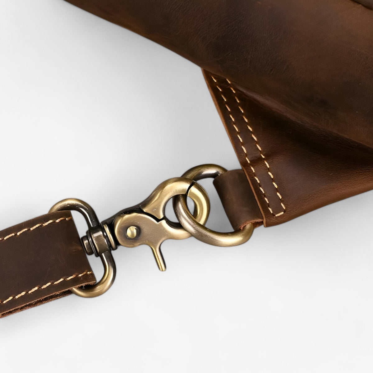 Sac Satchel Homme Porte-Tablette en Cuir Véritable