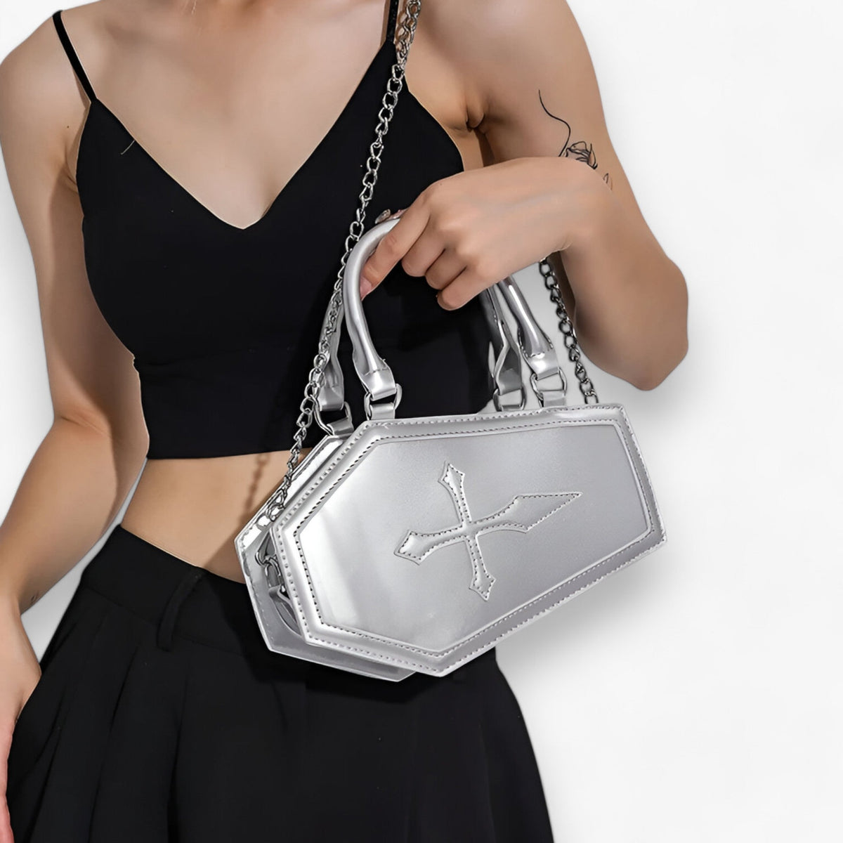 Sac à Main Gothique en Forme de Cercueil pour Halloween