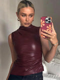 Vintage ärmelloses Damen-Top mit tailliertem Schnitt Leder