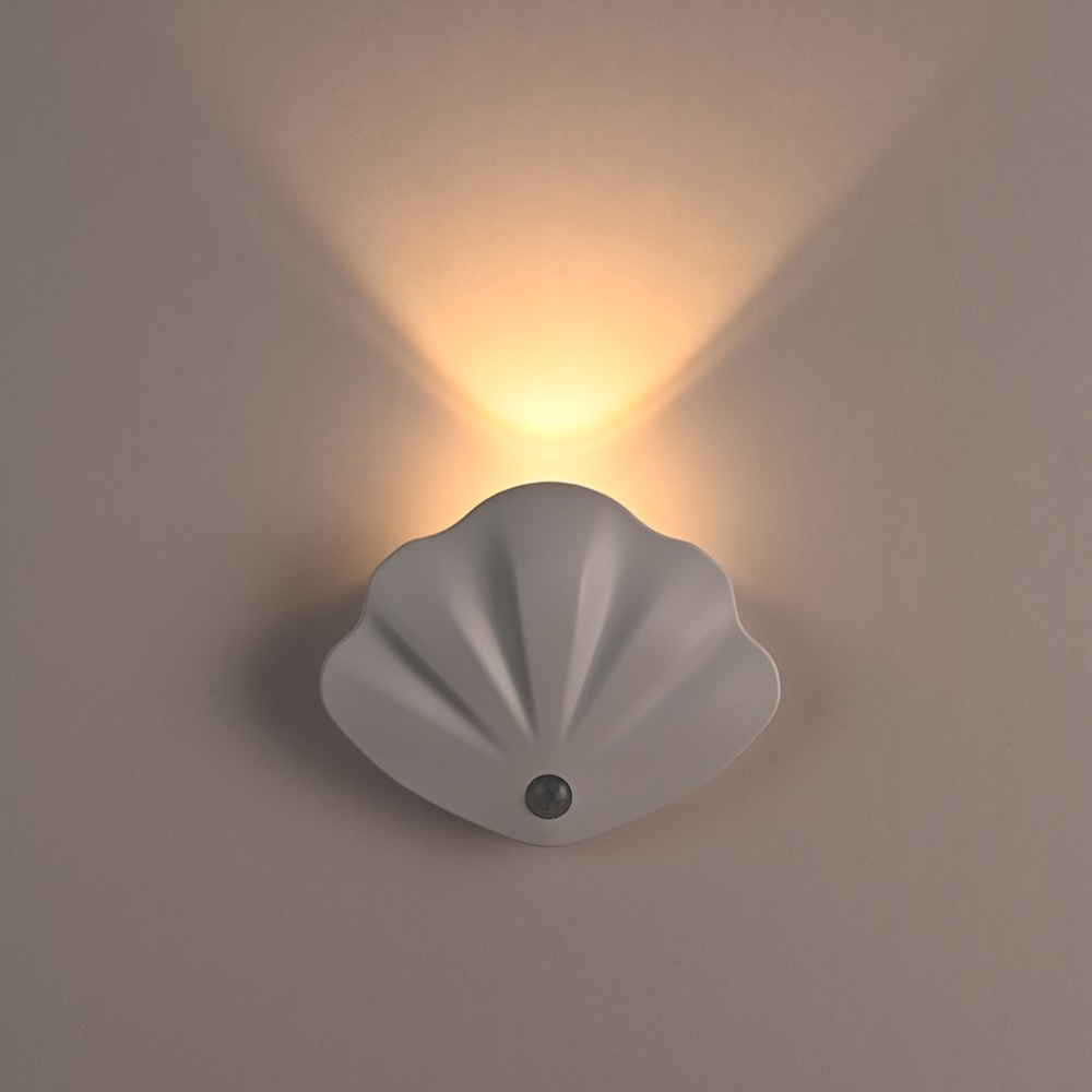 Lampe à Détecteur de Mouvement – Design Coquillage, USB Rechargeable