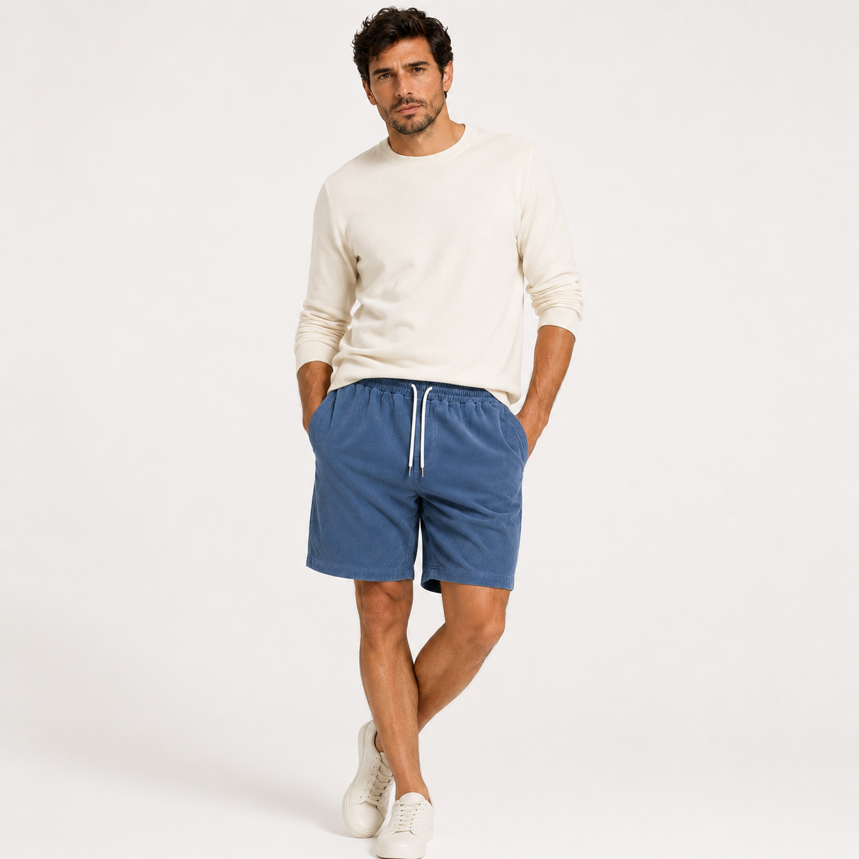 Let ribfløjlsshorts til kvinder med snøre - Komfort