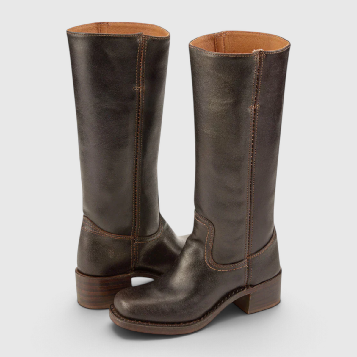 Bottes Hautes en Cuir à Talon pour Femme