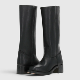 Bottes Hautes en Cuir à Talon pour Femme