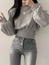 Pulover casual stil urban pentru femei bumbac
