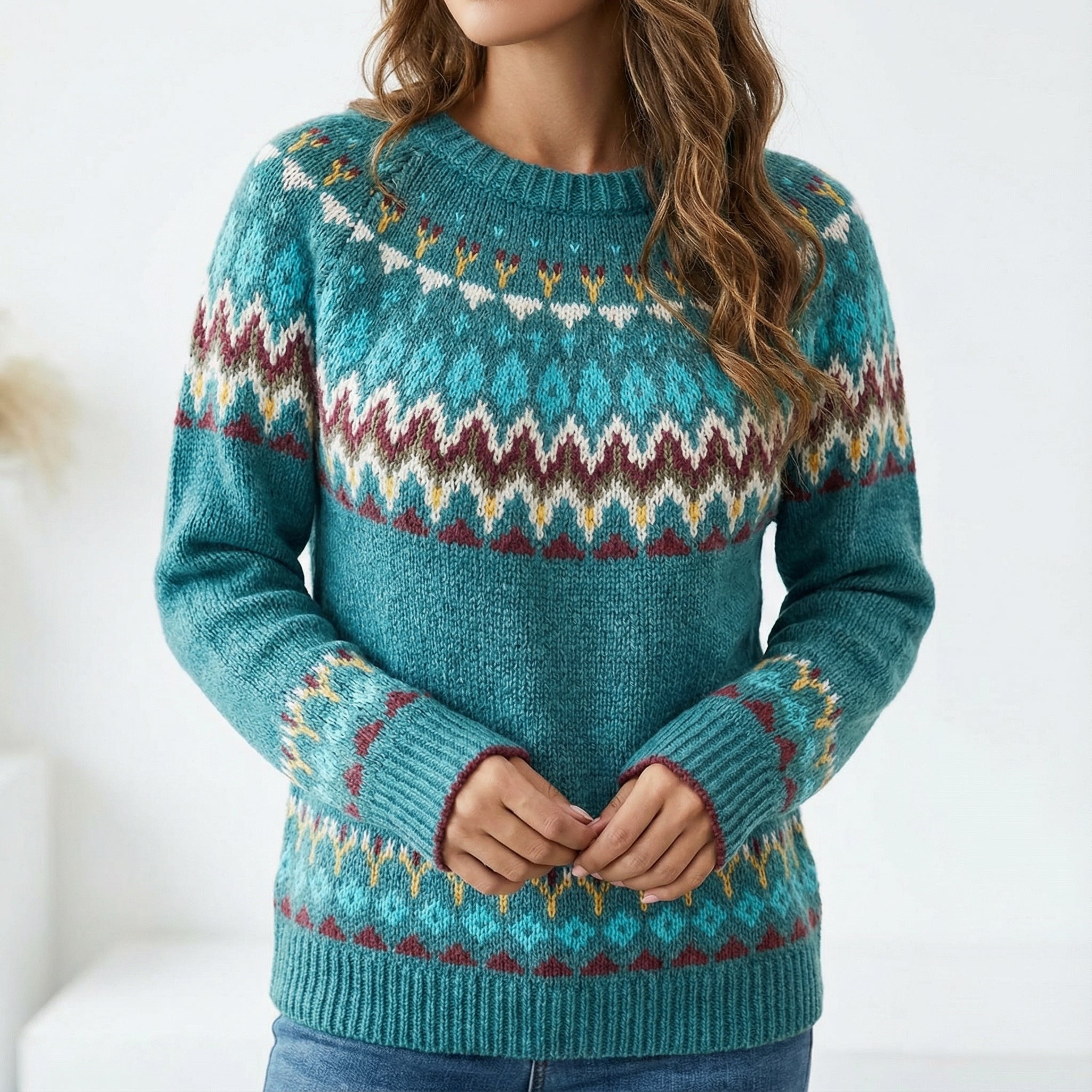 Retro-Damen-Sweatshirt, warmer Weihnachtspullover