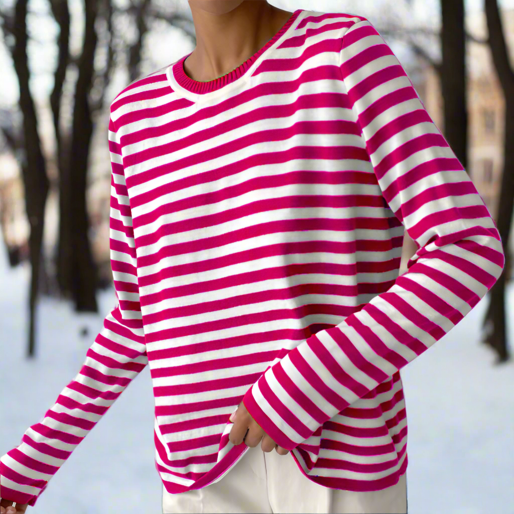 Tee Shirt Manches Longues Femme Rayé Décontracté 12