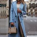 Eleganter langer Damen-Trenchcoat beige aus wasserdichtem Baumwollstoff klassisch