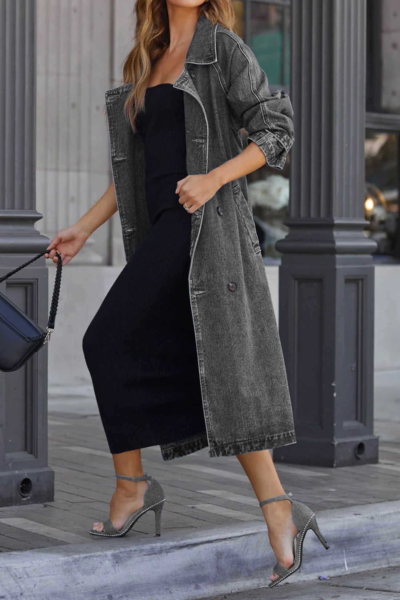 Trench Femme en Jean Chic Ajusté 7