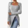 Gilet Élégant Côtelé avec Design Asymétrique et Boutons Femme