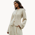 Gilet Femme Boutonné Élégant en Maille Douce, Manches Évasées,