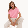 Damen-T-Shirt aus Bio-Baumwolle, weicher Rundhalsausschnitt, ultimativer Komfort & eleganter Stil