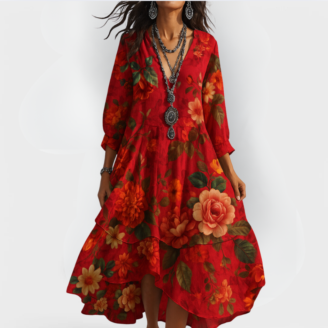 Robe d'été femme bohème vintage, col V, style décontracté