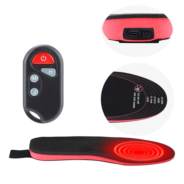 Semelles Chauffantes Télécommandées - Rechargeables, 3 Niveaux de Chaleur