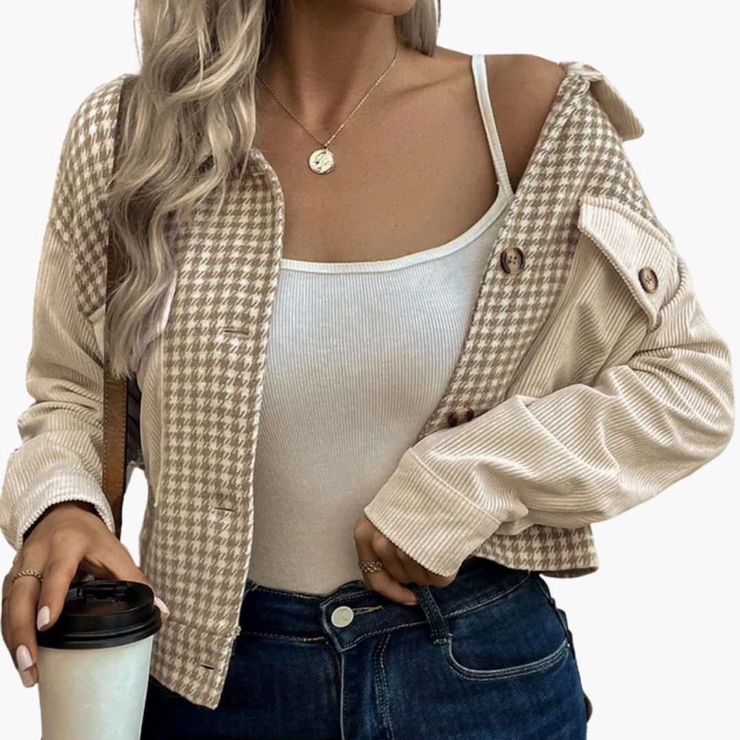 Veste Femme Élégante en Velours Côtelé 1