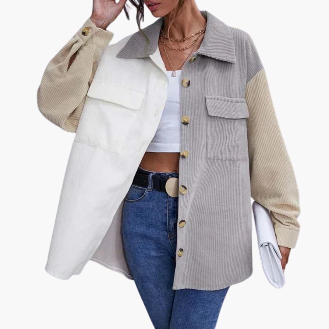 Veste Femme Élégante en Velours Côtelé 1