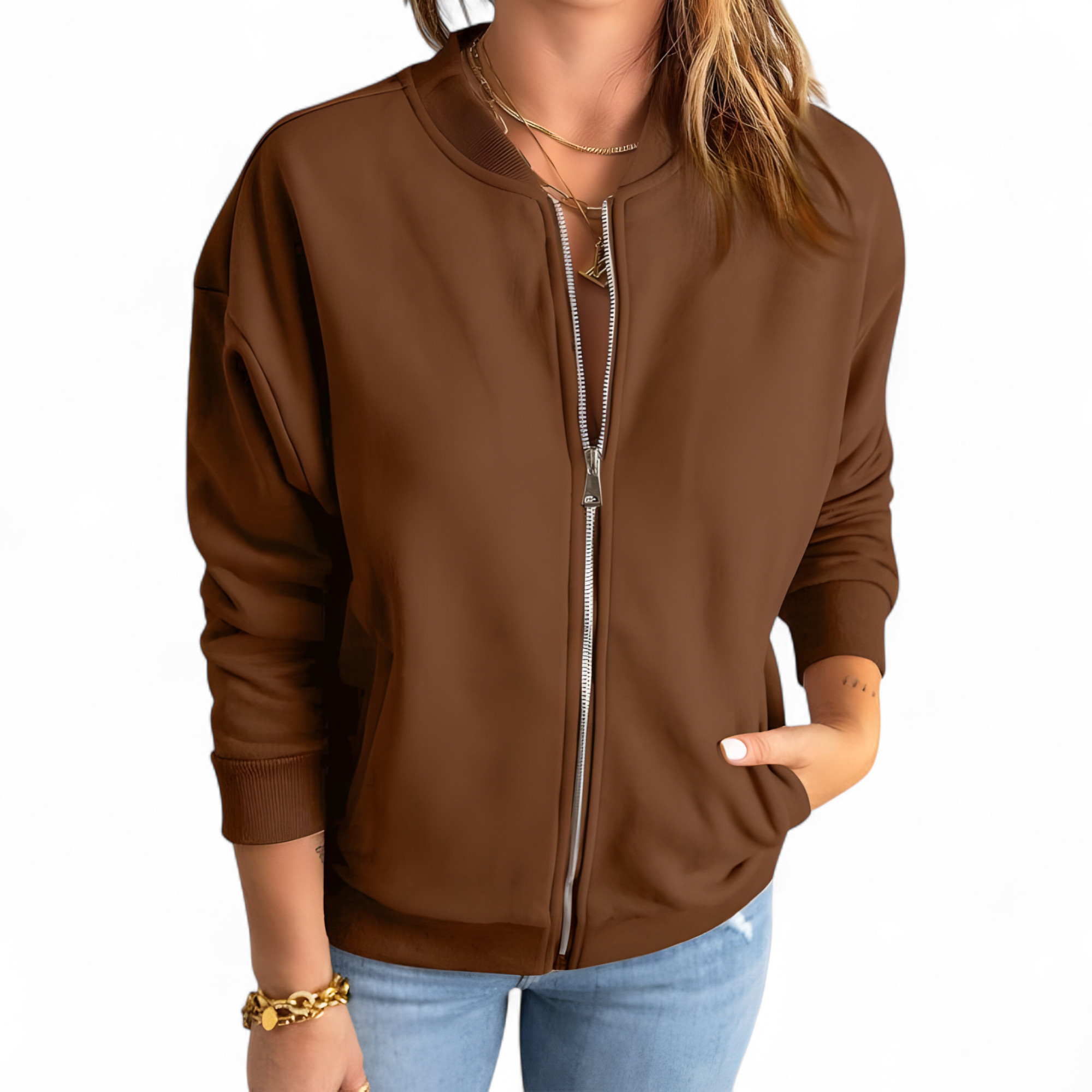 Damenjacke Leicht und Lässig Polyester Reißverschluss