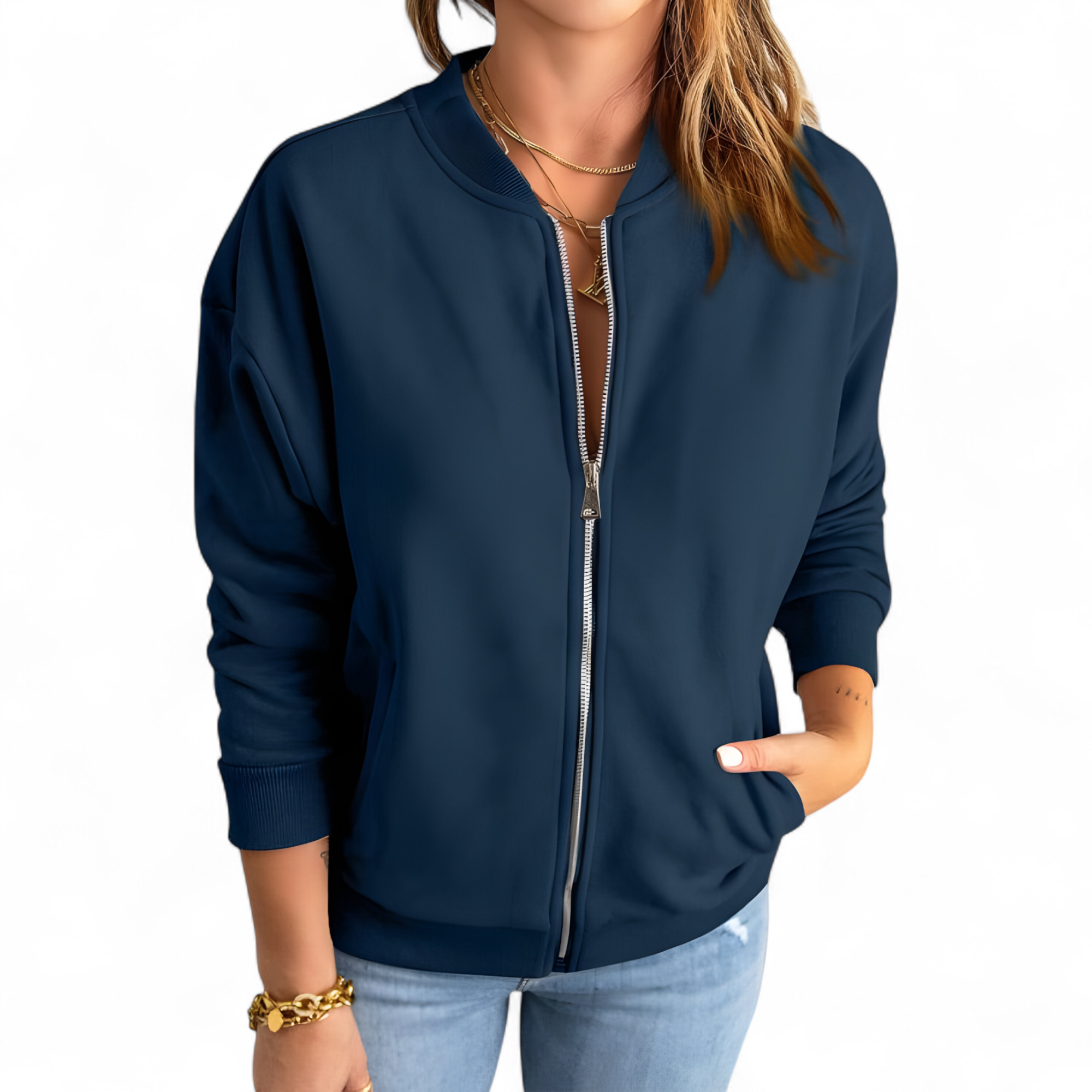 Damenjacke Leicht und Lässig Polyester Reißverschluss