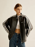 Veste en Cuir Végétalien Femme Mode Masculine
